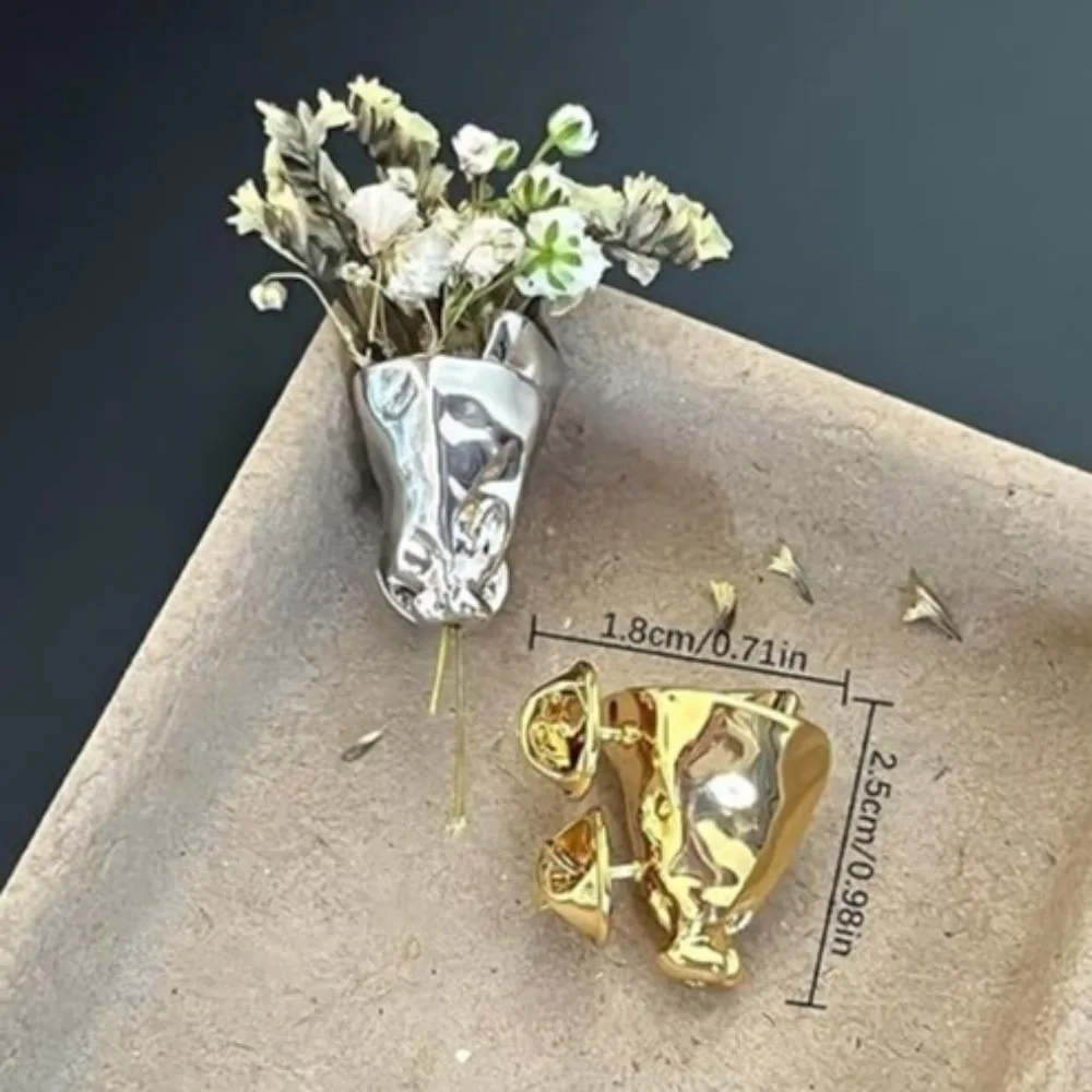 Vintage Artful Flower Vase Brooch DIY Artistic Flower Brooch Flower Bouquet Brooch Holder Clip Wearable
