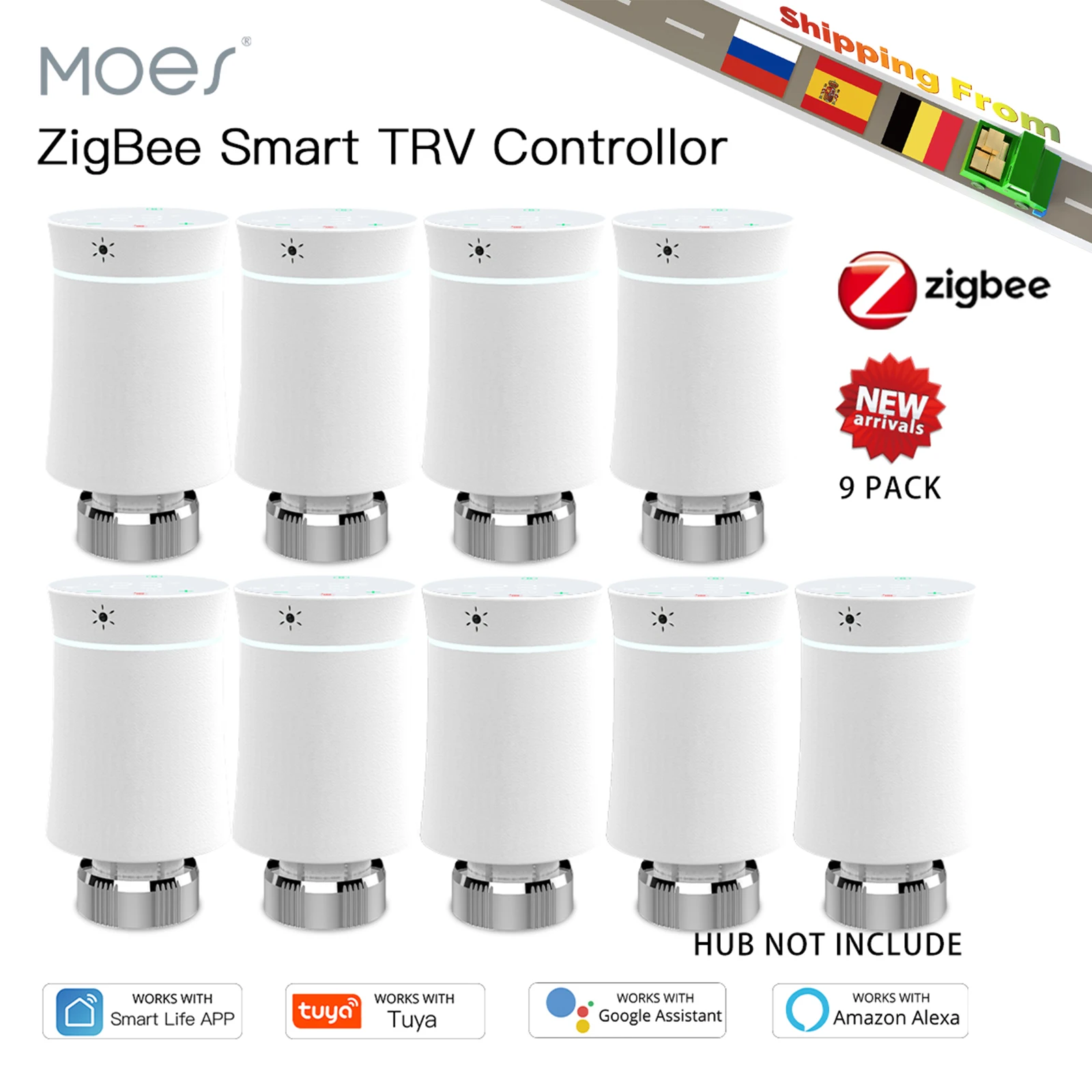 MOES ZigBee3.0 TRV Tuya หม้อน้ํา Actuator วาล์วสมาร์ทโปรแกรมอุณหภูมิเครื่องทําความร้อนควบคุม Alexa Google Home Voice 1