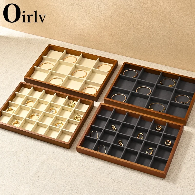 Oirlv Soild Wood Jewelry Display Exquisite Jewellery Holder Portable Ring Earrings Necklace Organizer Box organizator de boys