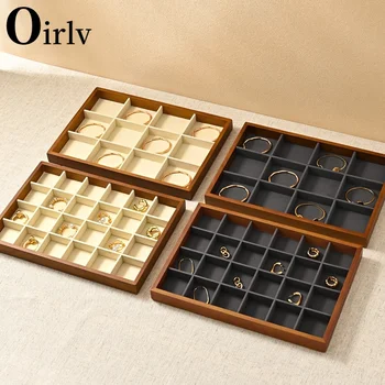 Oirlv Soild Wood Jewelry Display Exquisite Jewellery Holder Portable Ring Earrings Necklace Organizer Box organizator de boys