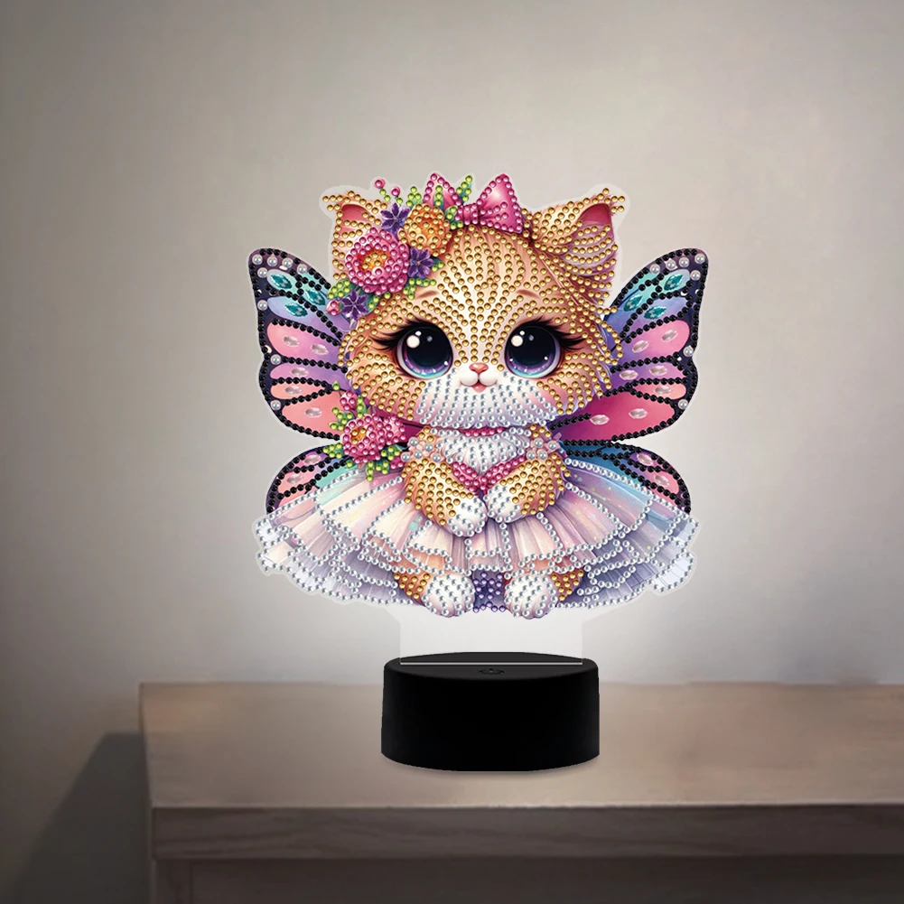 Butterfly Animal Diamond Painting Night Light with Tools DIY Diamond Painting Table Lamp for Bedroom Living Room Home Office