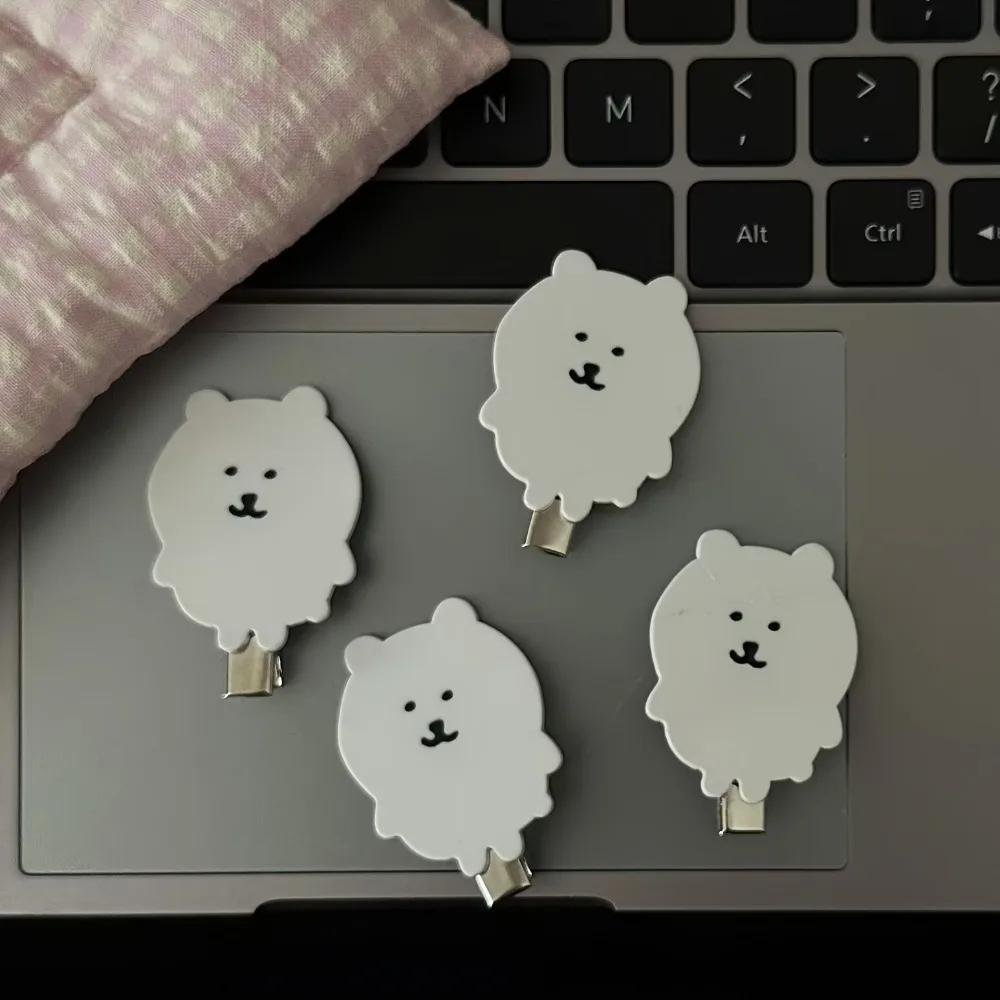 Acrylic Bear Hair Clips 2pcs Cute White Sweet Side Clips for Women Autumn Winter Fashion Accessories