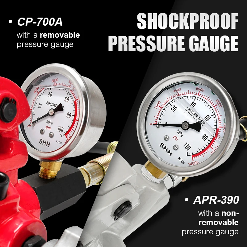 High Pressure Hydraulic Hand Pump CP-700/APR-390 Manual Hydraulic Pressure Pump Tools Optional Pressure Gauge 2