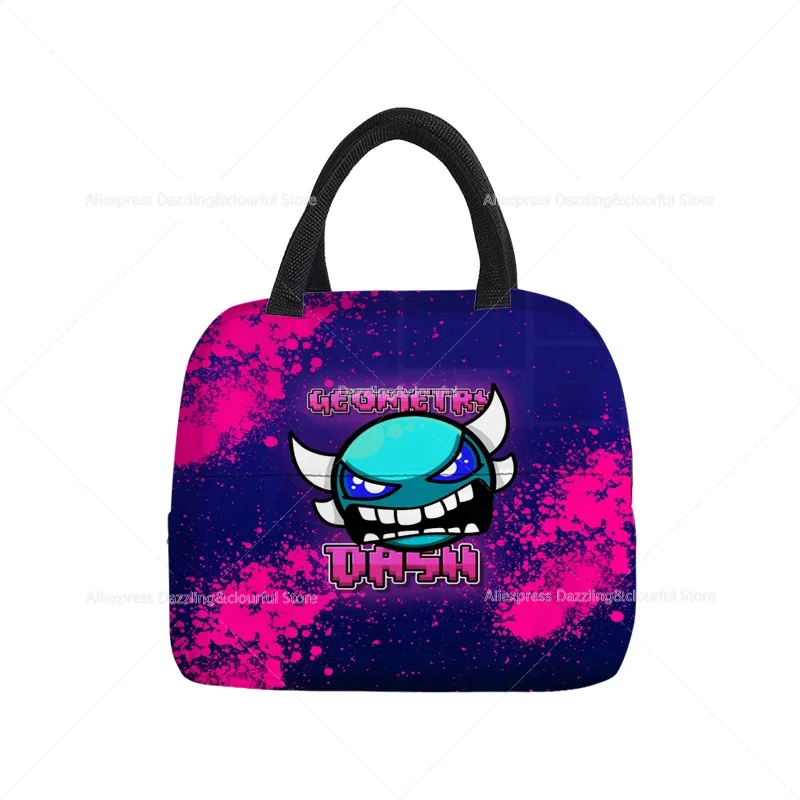 Angry Geometry Dash Cooler Picnic Bag Fashion Lunch Bag School Food Insulated Dinner Bag Camping Travel Handbag 3