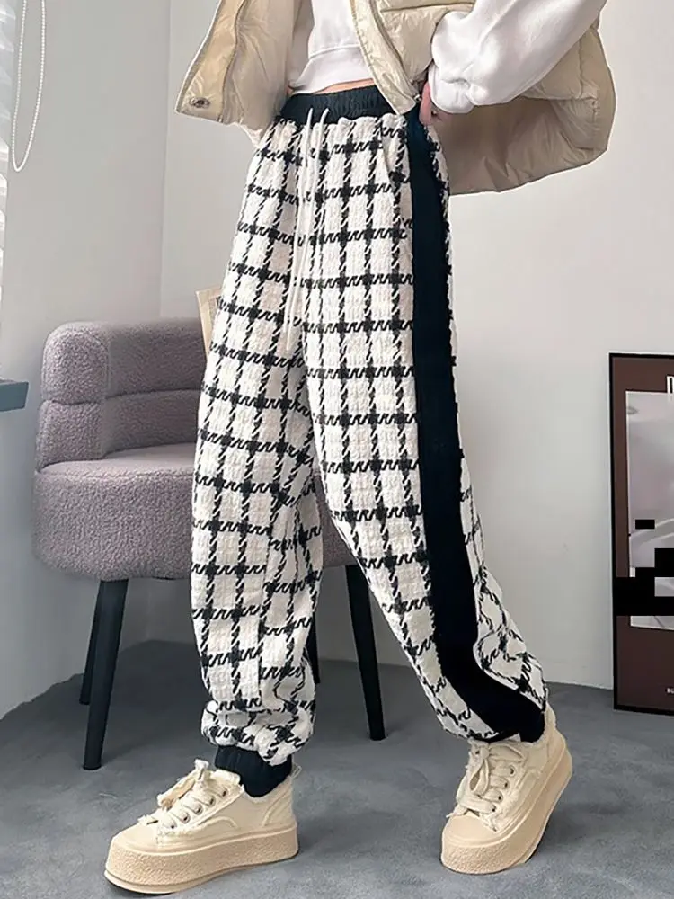 

Корейские винтажные клетчатые мужские брюки, зауженные прямые высококачественные повседневные свободные брюки, Мужская одежда, брюки для мужчин 2024