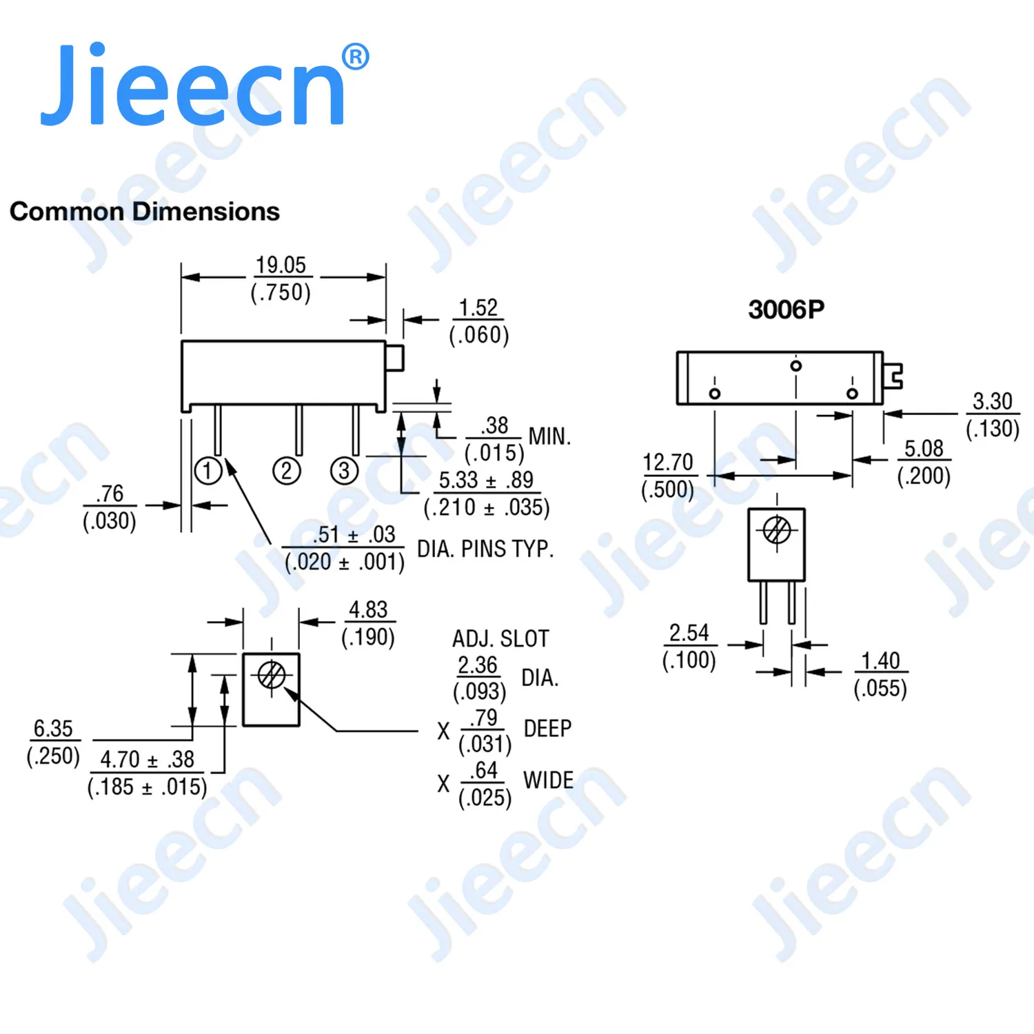 50PCS 3006P 100R-2M Trimming Potentiometer Chinese High Quality 3006P-1-101 201 501 102 202 502 103 203 503 104 204 504 105 205