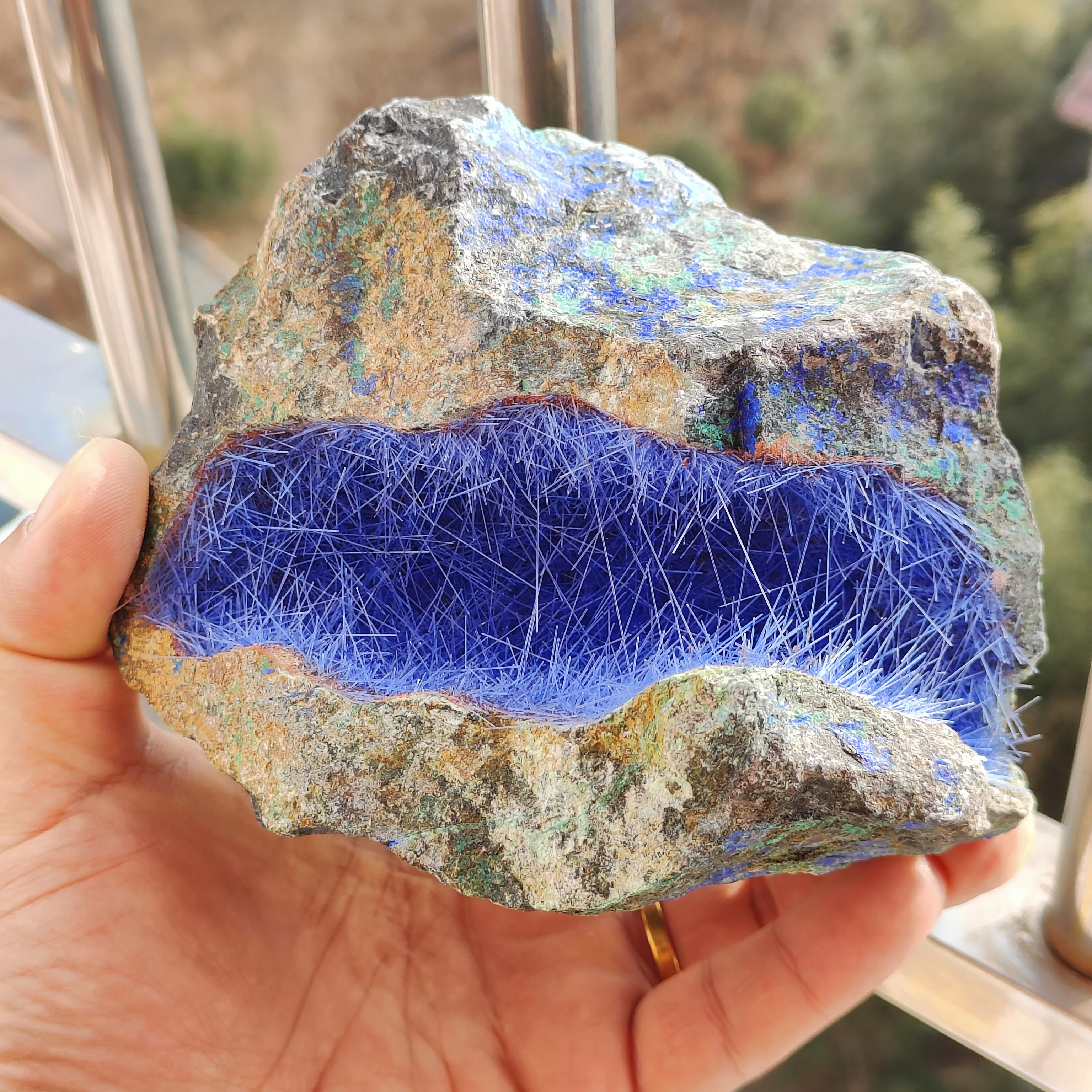 1.2kg 1pcs Natural beautiful Geode Azurite and Malachite symbiotic mineral specimen crystal Stones and crystals Healing crystal 5