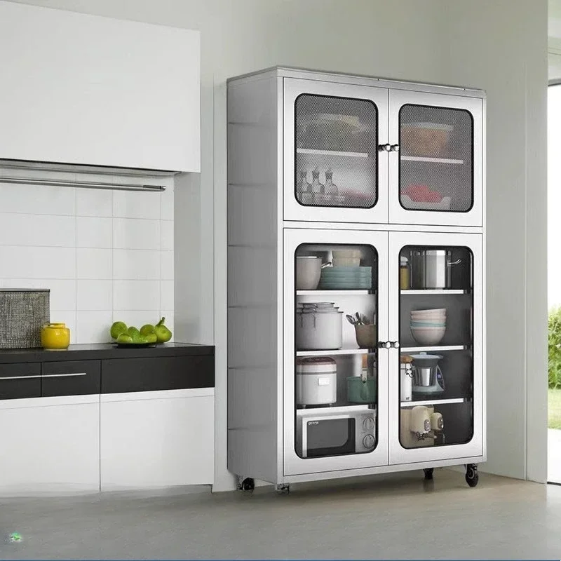 Stainless Steel Kitchen Cabinet Sideboards Locker Household Kitchen Cupboard Restaurant Locker Mesh Door Multi-layer