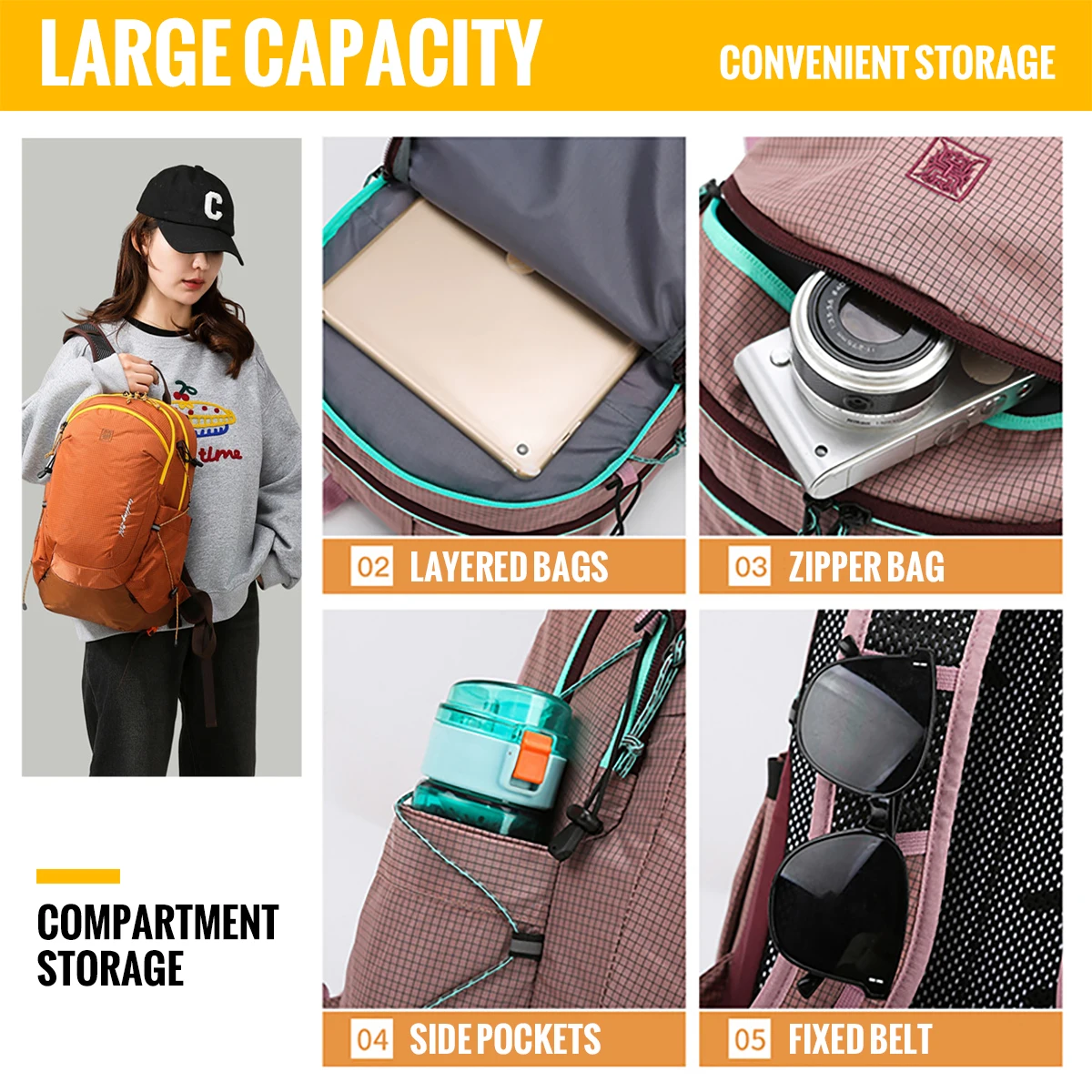 WRELS Hiking Camping Backpack Waterproof Outdoor Sports Climbing Mountaineering Bag Ultralight Large Capacity Outdoor Sports Bag