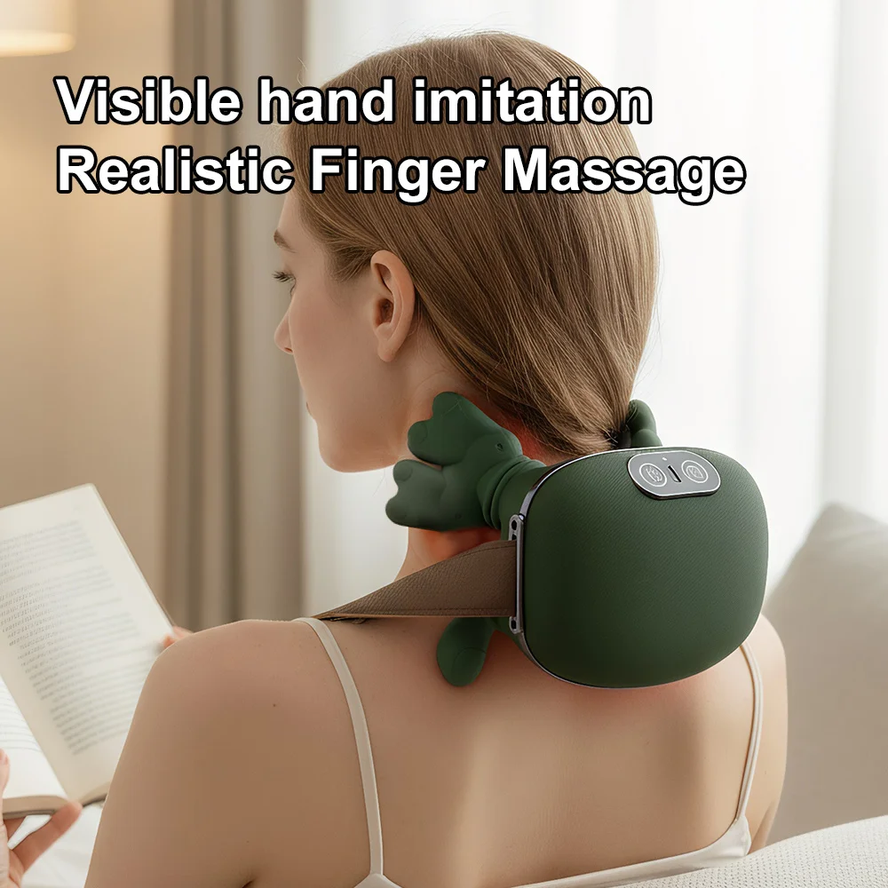 Bionic Neck Massager Red Light Moxibustion 3-Zone Heating Neck Massager Portable Shoulder Neck Pain Relief Device