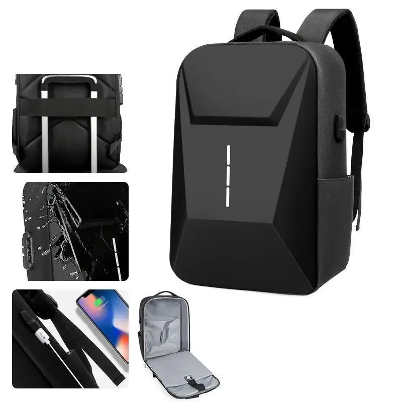 Hardshell Large Capacity Men’s Backpack Casual Lightweight Password Lock Waterproof Travel Bag 15.6-inch Anti-theft Laptop Bag 3