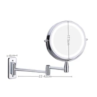 Wall Mounted Folding Arm Extend Bathroom Mirror With LED Light 10X Magnification Double Side Touch Dimming Makeup Mirrors - Image 4