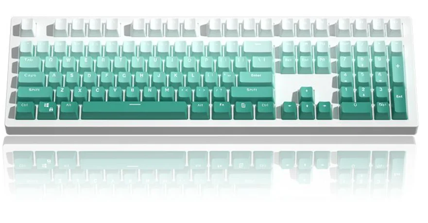 Keycaps Gradiente Verde Oem Perfil Backlit Transparente Seagrass Keycap Pbt Lado Top Impressão Keycap Algas Forgk61 87 104 Teclado - Imagem 5