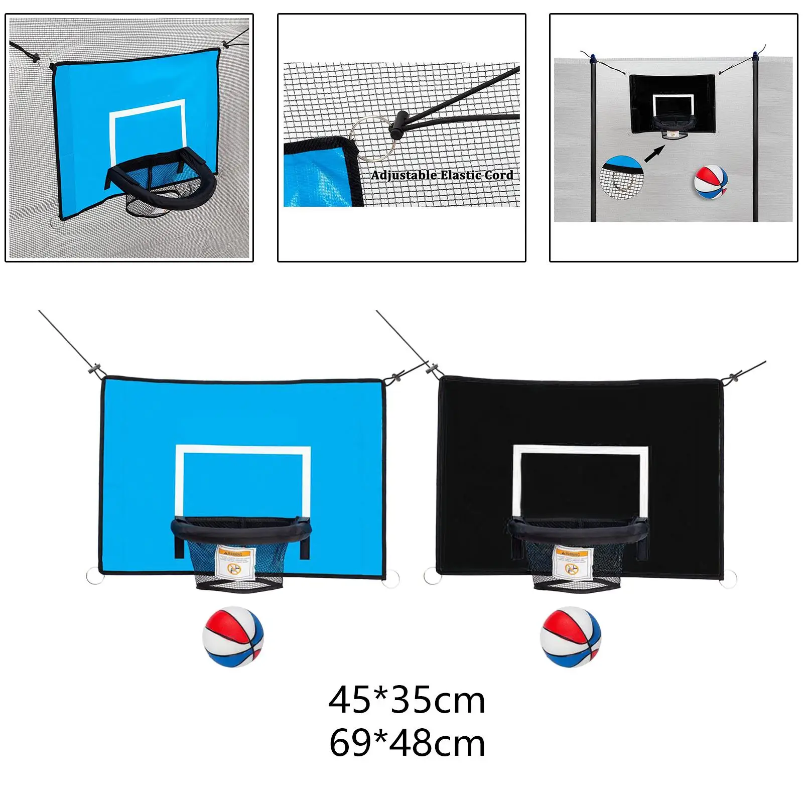 Basketball Hoop Attachment for Trampolines Universal Baseboard with Net Basketball Hoop Attachment for Trampolines Universal Baseboard with Net
