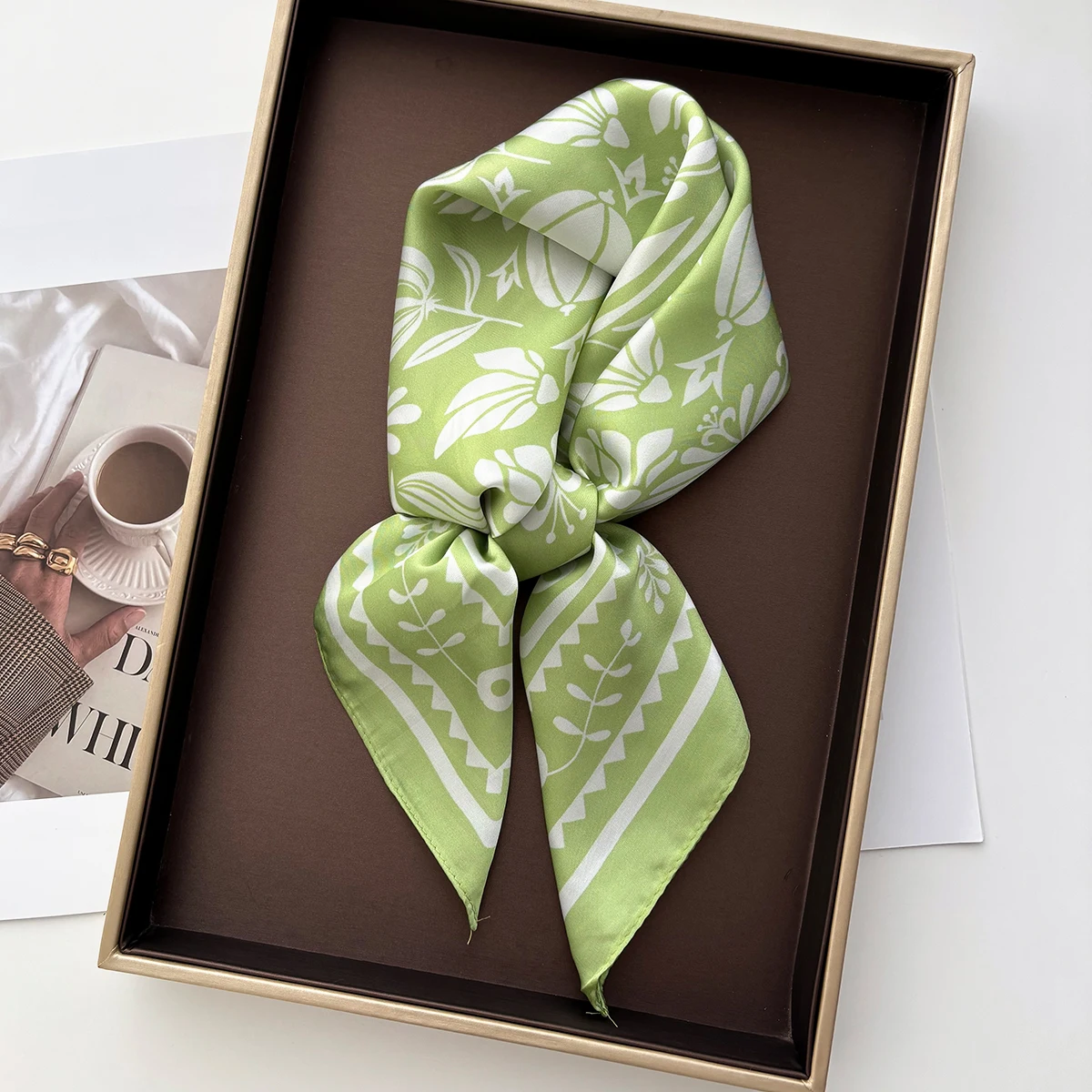 Women Scarf Silk Imitation Satin Scarves Retro Paisley Neckerchief Foulard Square Hairbands Female Scarves Shawls Wraps - 3