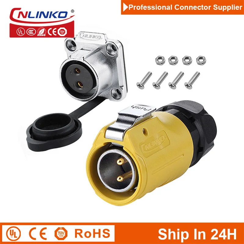 Cnlinko Lp20 M20 Industrial Cabo de Extensão 2pin Macho Fêmea ac 500 Volts 20a Substituição Resistente Tomada Conector Alimentação