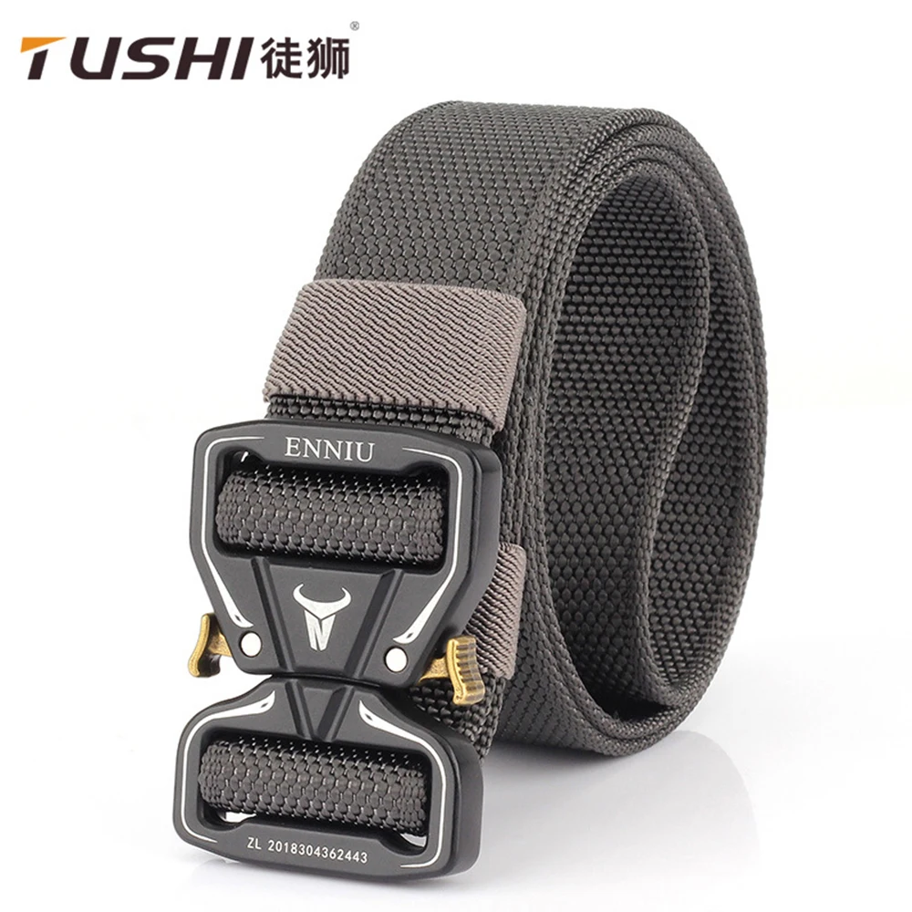 TUSHI Tactical Belt Alloy Buckle Quick Release Elastic Belt Casual Nylon Tooling Training Belt Men Trousers Belt tushi new nylon metal buckle quick release belt jeans casual tooling training belt men s trousers outdoor tactical belt for men