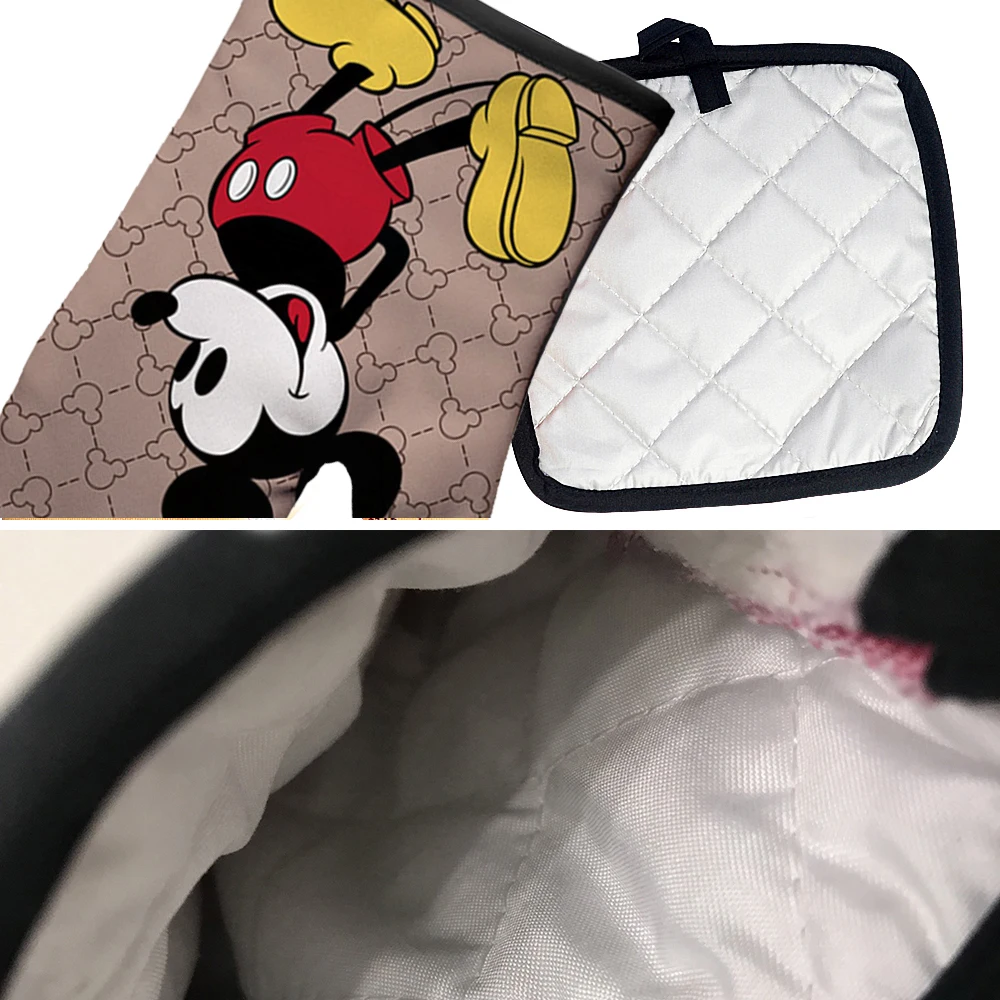 Silicone Oven Mitts Kitchen Gloves Silicone Oven Gloves Mickey Mouse Oven Mitts and Potholders Disney Microwave Oven Gloves Non-Slip Cooking Heat Resistant Baking Gloves for Kitchen
