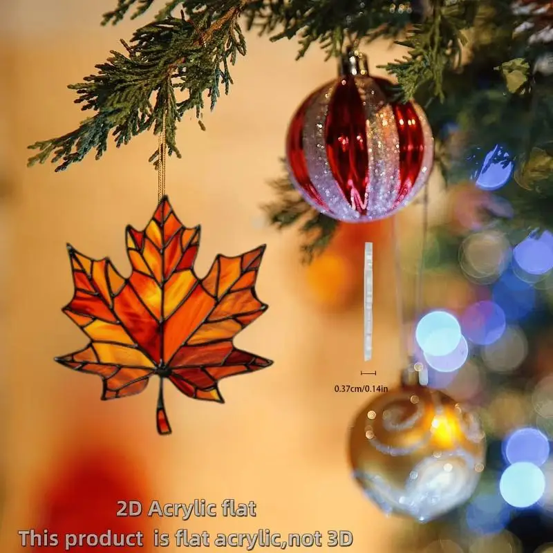 2D Flat,Thanksgiving Acrylic Maple Leaf Light Catcher, Classic Autumn Celebration Home & Door Decor,Christmas & New Year Gifts