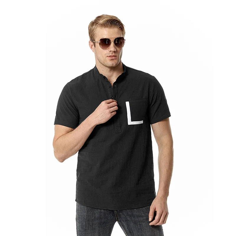 

Мужская модная тонкая приталенная быстросохнущая льняная Пляжная футболка с короткими рукавами, летняя повседневная рубашка-поло из хлопкового волокна и льна, топы