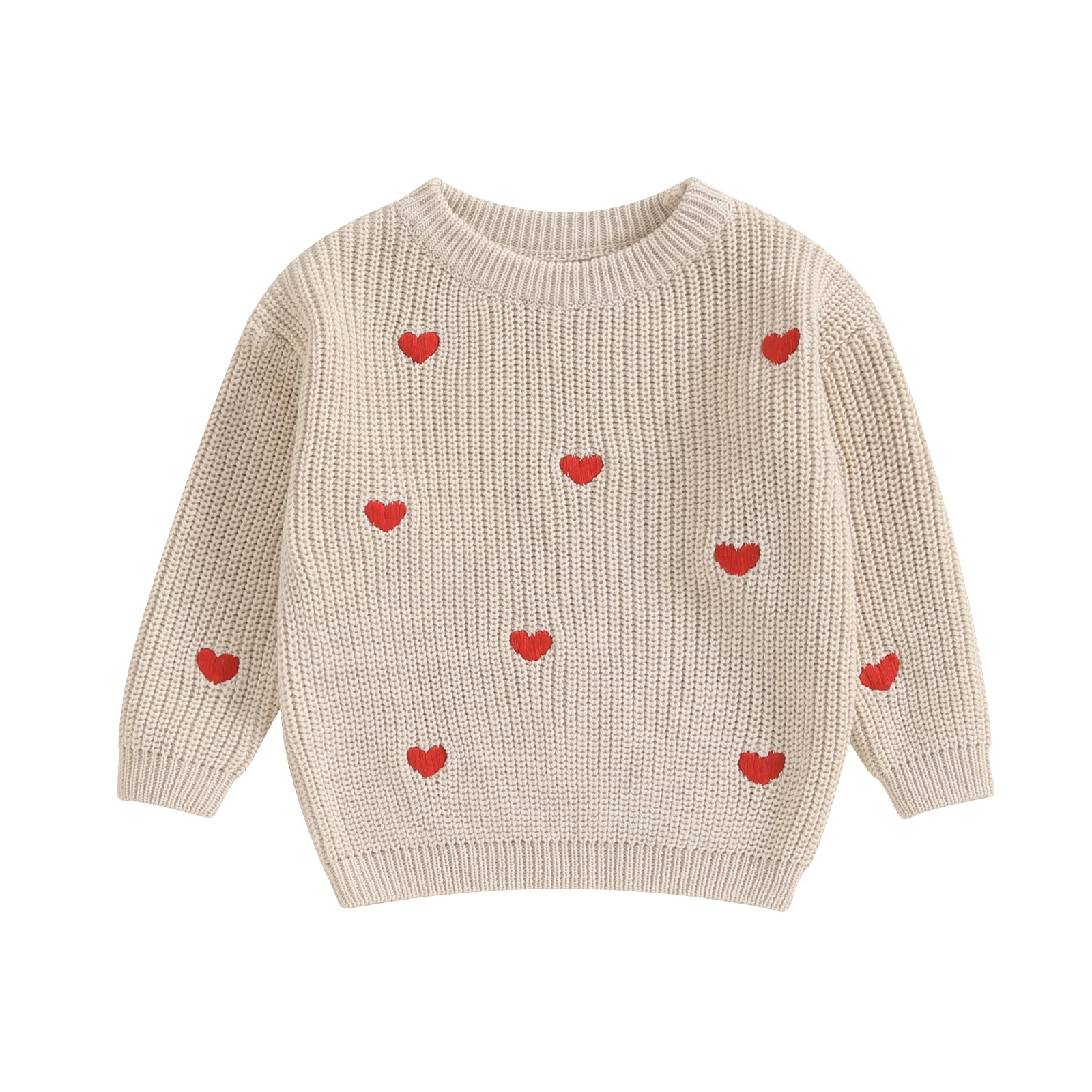 Baby Girl Sweaters Cute Long Sleeve Heart Embroidery Knit Pullovers Infant Jumper Tops