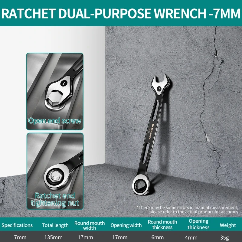 Metric Dual-Purpose Combination Wrench – Anti-Slip, Labor-Saving Design