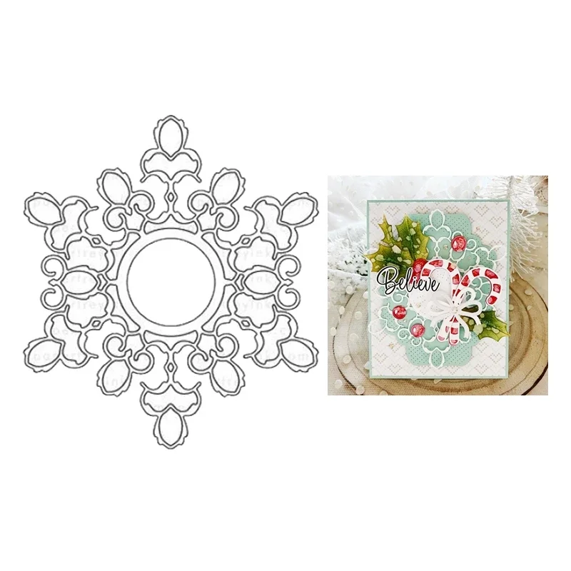 

2023 Новое поступление, необычная рамка в виде снежинки, рождественские металлические штампы для резки, Скрапбукинг для изготовления бумаги, рамки, карточки, ремесло без штампа