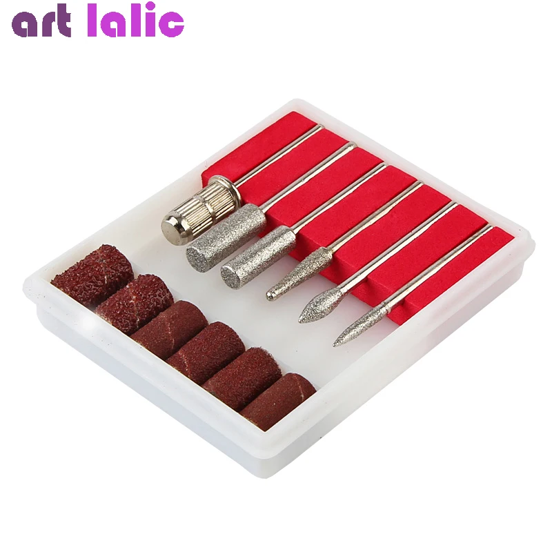 Nail Drill Bits Electric File Cuticle Cutter Tips Clean Burr Sander Manicure Nail Sanding Bands DIY Tool 12pcs/Set