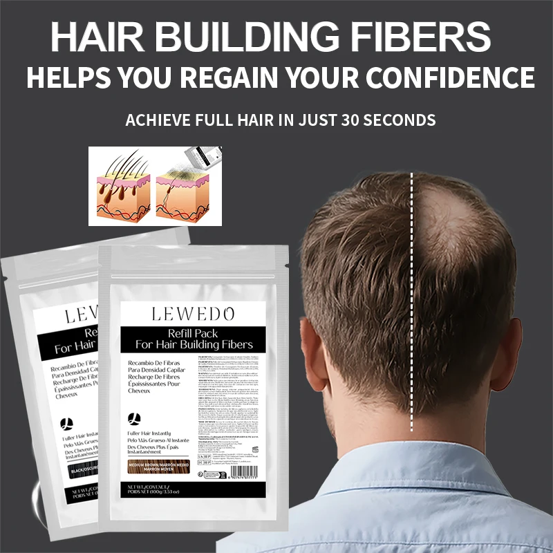 100g Hair Fibers Keratin Hair Building Fiber Powder Instant Growth Thickening Fiber Refill Bag Bald Extension Care Product