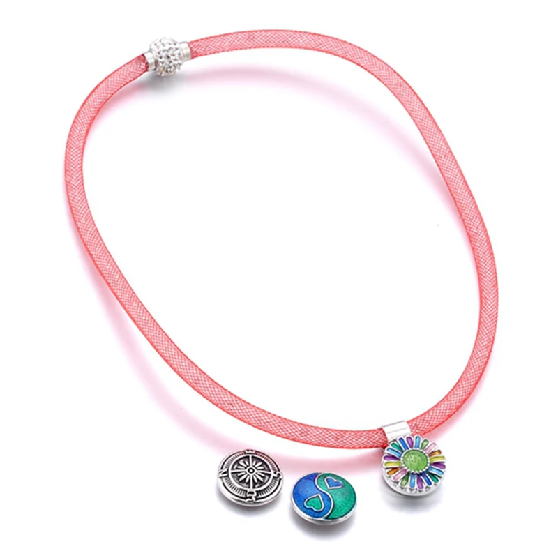10pcs/lot Wholesale 18mm Interchangeable Crystal Necklaces for Women DIY 6 Colors Magnet Clasp Ginger Snap Button Jewelry