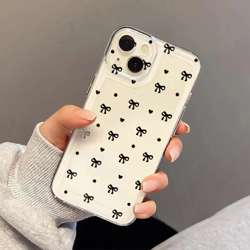 Chic Black Bowknot Minimalist Printed Phone Case Cover