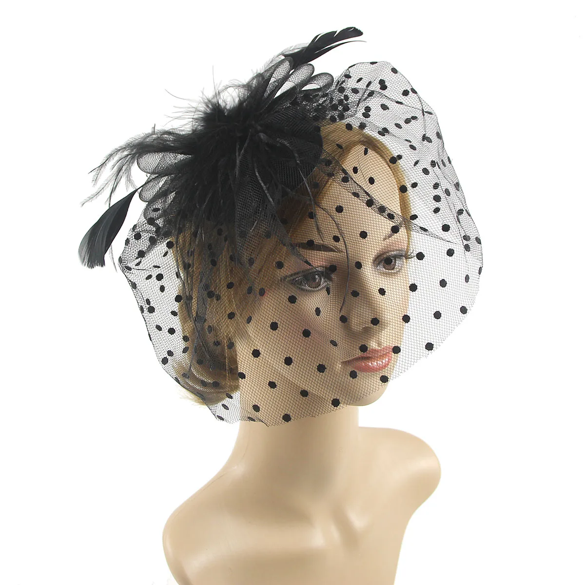 

Net and Feather Fascinator Hat Headband Alice Headband Clip Mesh Flower Wedding Cocktail Hair Accessories Tea Party Headband