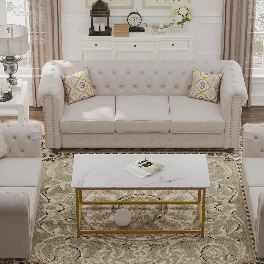 Faux Marble Coffee Table Simple Modern Rectangular Coffee Tables Open Design Minimalist Center Table for Living Room Office 4