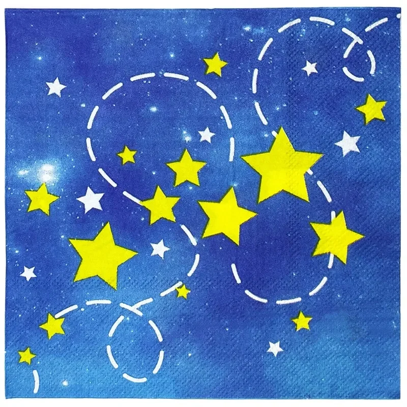 20pcs/Pac 33*33cm Blue Sky Yellow Stars Children's Birthday Party Decorative Paper Napkin Disposable Paper Placemats