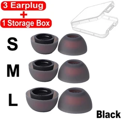 Anti - Slip Silicone Earbud Eartips - Replacement Set (3 Pairs) (Black - 3Pairs)