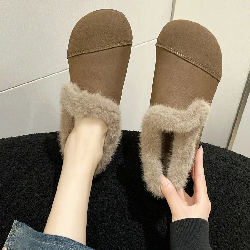 

Корейский стиль, плюшевые туфли для женщин, новинка, Осень-зима, теплые удобные мягкие хлопковые туфли, уличные повседневные туфли на плоской подошве