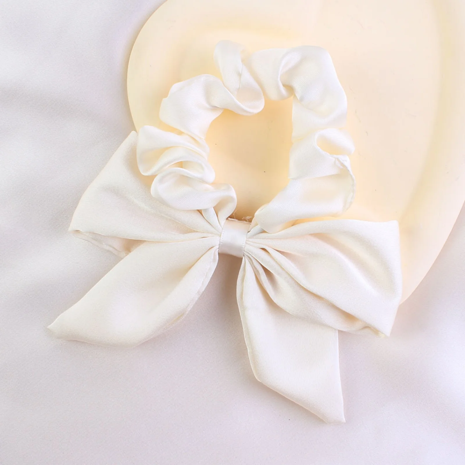 1PC Satin Bow Scrunchies Set, Elegant Hair Ties with Bows, Soft Silk - Like Hair Accessories for Women, Perfect for Ponytails