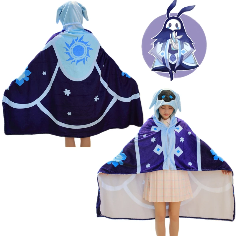 

Kawaii Genshin Impact Blanket Cryo Abyss Mage Hooded Cape Blanket Cospaly Costume Cloak Hoodies Flannel Warm Coat Blanket Gifts