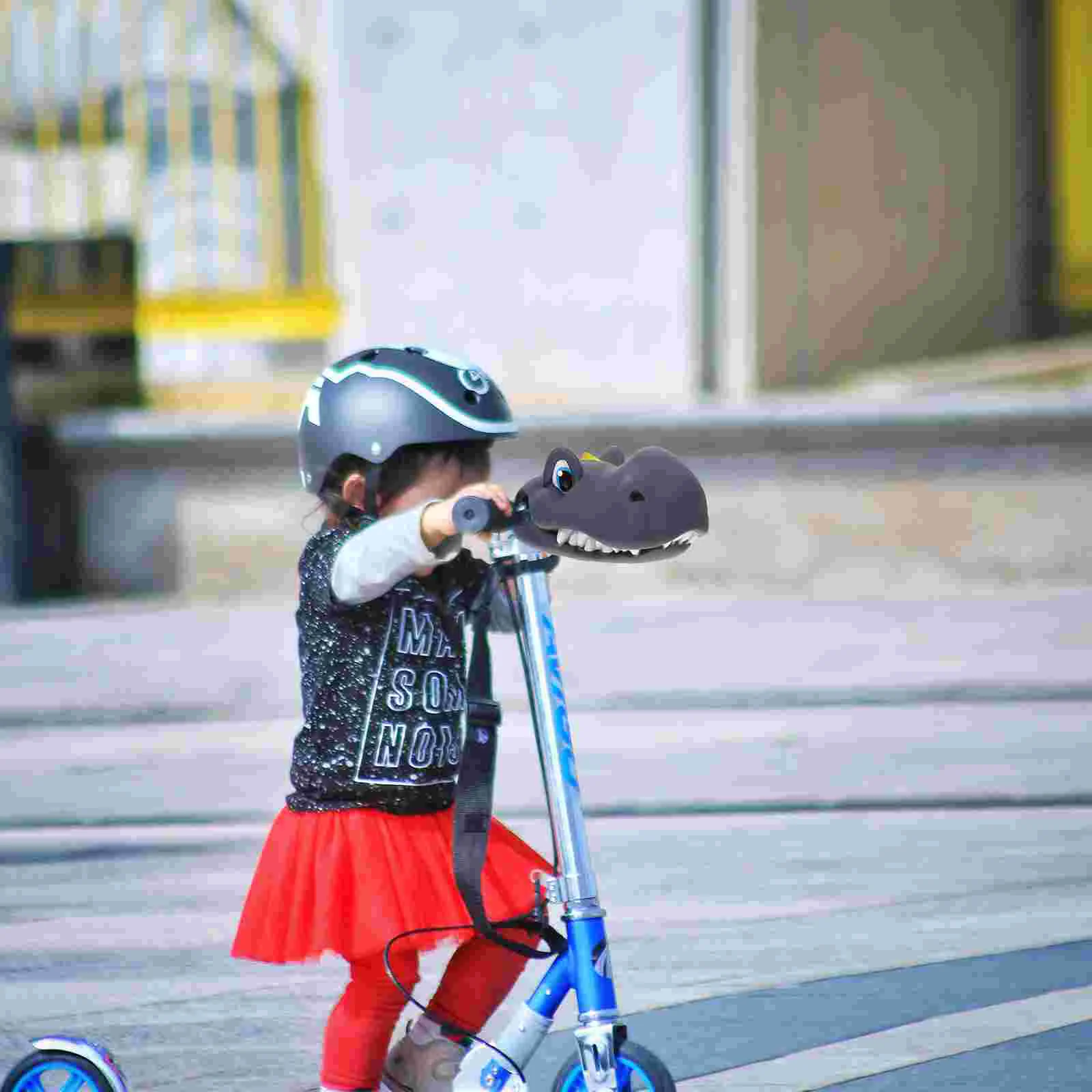 Bike Handlebar Decor Silicone Bike Handlebar Decor Scooter Parts Skateboard Accessory Balance Toy Kids Dinosaur Cartoon Roller Safe Installation