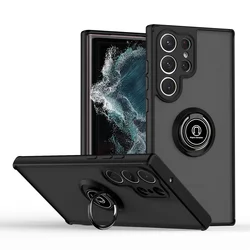 Luxury Matte Armour Magnetic Stand Phone Case - Galaxy S26Plus (Black Black)