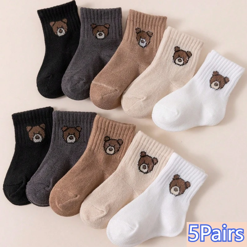 5-Pair Cartoon Bear Cotton Baby Socks 1