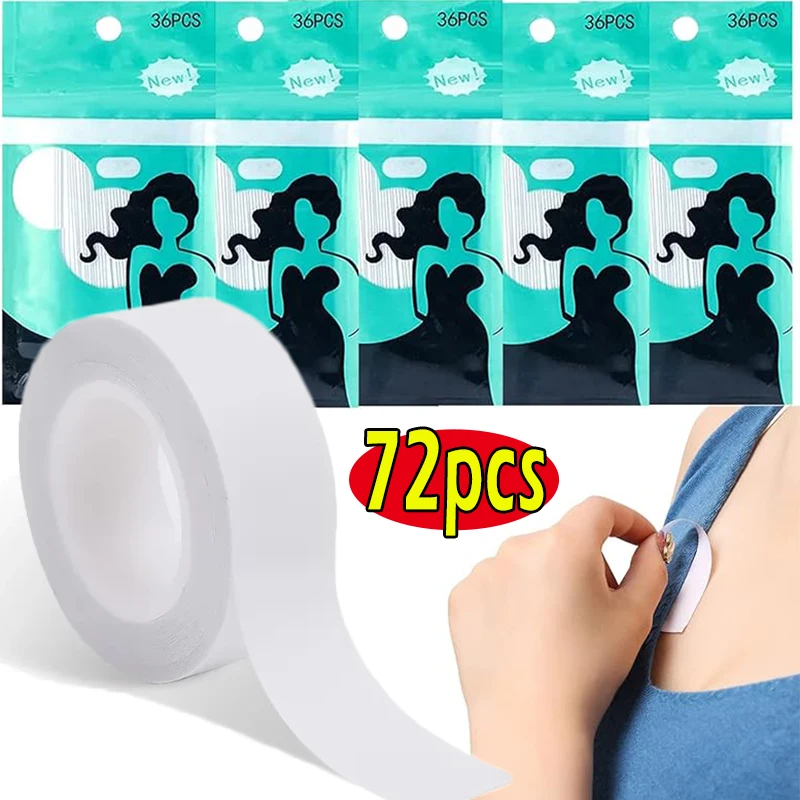 36/72pcs Double-Sided Tape for  Clothes Secret Body Adhesive Bra Strip Anti Exposure Waterproof Dress Safe Lingerie Tape