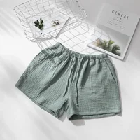Summer Couple Sleep Pants Cotton Crepe Nightwear for Men and Women Pajama Shorts Elastic Waist Sleep Bottoms Sleeping Shorts - Image 6