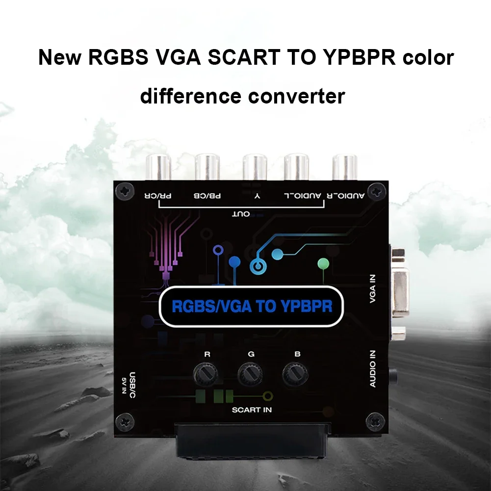 RGBS VGA SCART TO YPBPR Color Difference Converter Game Console RGBS VGA SCART TO YPBPR Transcoder Converter Video Adapter