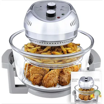 16Qt Large Glass Air Fryer Non Toxic – Large Halogen Oven Cooker with 50+ Air Fryers Recipe Book for Meals for Entire Family 1