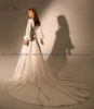 Chic V-neck Full Sleeves Boho Wedding Gowns High Split Chiffon Bride Gown 2023 Long Train Bohemian  Dress vestido de novia 2