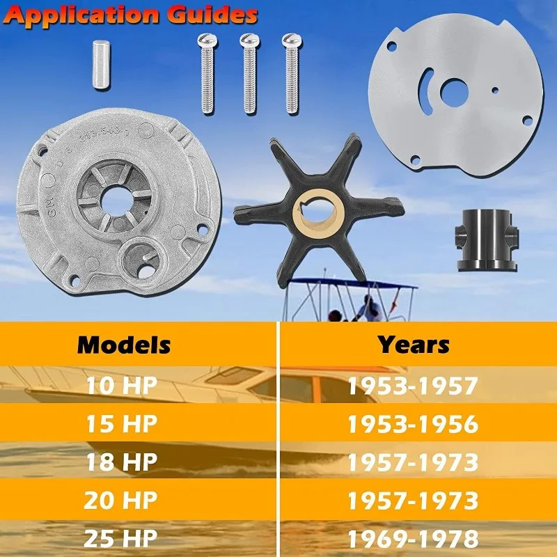 Kit Girante Pompa Acqua Per Motori Evinrude/OMC 2HP-4HP - Ricambio 433935, 433915, 396852 - Foto 3
