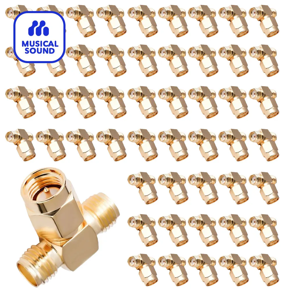 Connettore Sma Splitter 50 Pezzi 3 Vie Rf Rp-Sma Adattatore Triple Tee Connettore Sma A Polarità Inversa