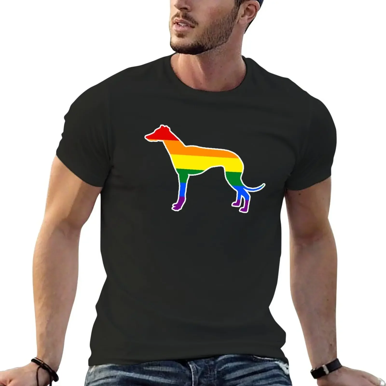 

Dog Rainbow LGBT Dog Clothes Greyhound Doggy Mom T-Shirt plus size tops kawaii clothes summer clothes mens graphic t-shirts