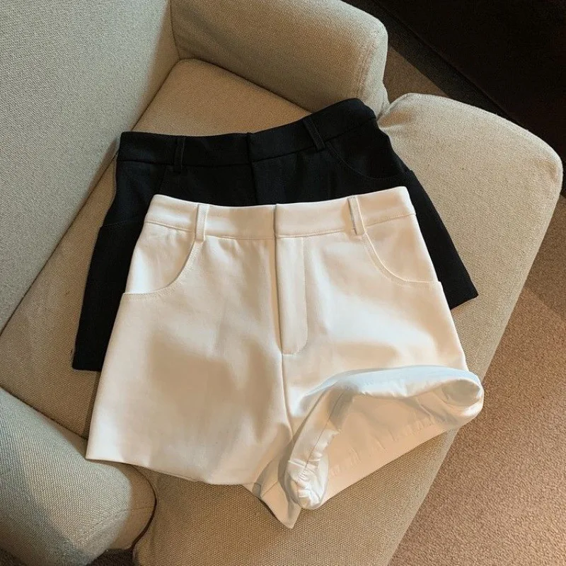 

Y2k Fashion Casual Streetwear Black Shorts Women Elegant High Waist White A Line Wide Leg Short Sexy Club Slim Hot Short Pants